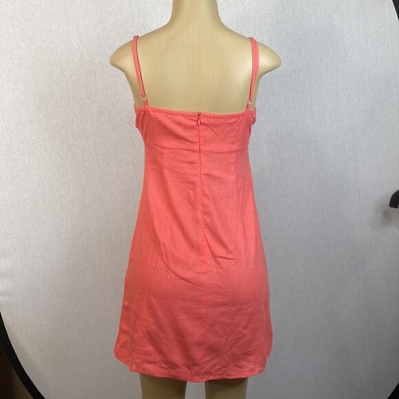Bebop Juniors Sz 3 Coral linen adjustable spaghetti strap dress. Great Condition - Picture 4 of 10